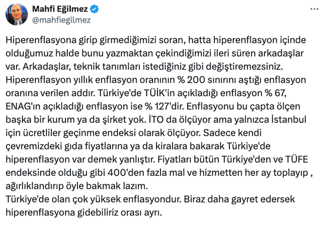 Mahfi Eğilmez’den ‘hiperenflasyon’ çıkışı! ‘Biraz daha gayret edersek…’ - Resim : 1