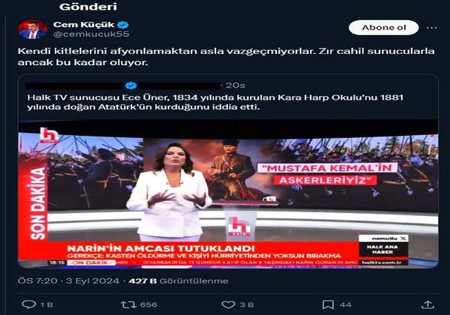 Ece Üner'den kendisine "Zır cahil sunucu" diyen Cem Küçük'e yanıt: “FETÖ artıkları..." - Resim : 1
