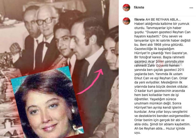 Fikret Ercan’dan duayen gazeteci Reyhan Can’a duygusal veda! ‘Ah be abla…’ - Resim : 1