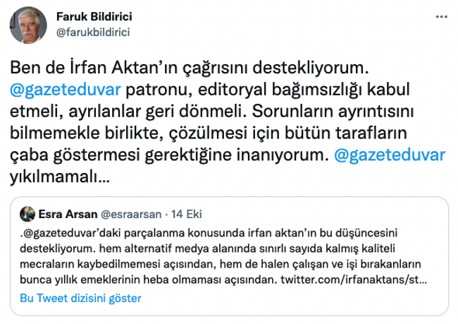 Faruk Bildirici’den Gazete Duvar’a çağrı! 'Editoryal bağımsızlığı kabul etmeli...' - Resim : 1