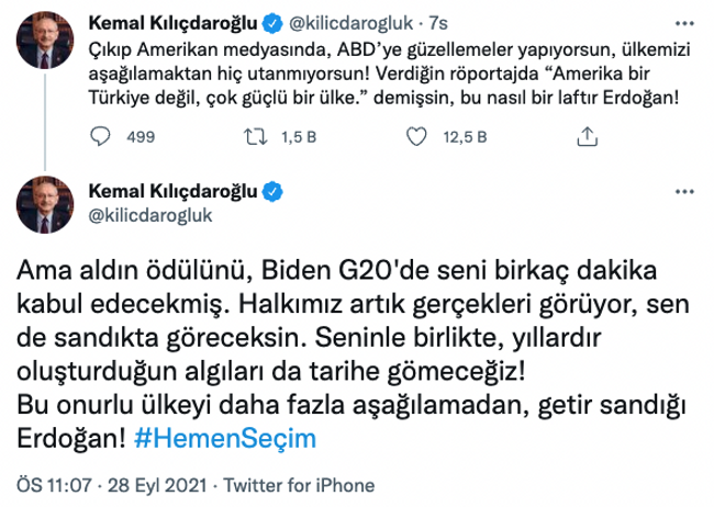Kemal Kılıçdaroğlu’ndan Erdoğan’a çok sert ABD tepkisi! ‘Ama ödülünü aldın...’ - Resim : 1
