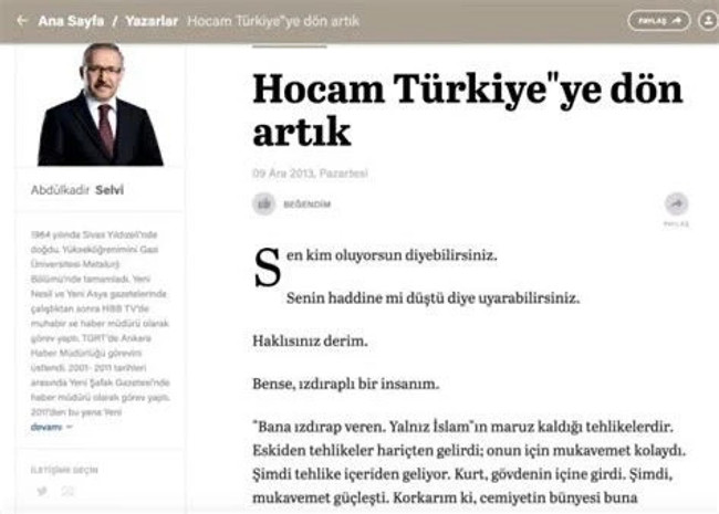 Tanal arşivi açtı; Selvi'nin Fethullah Gülen'e yazdığı yazıyı paylaştı: Sicilin seni ele veriyor! - Resim : 1