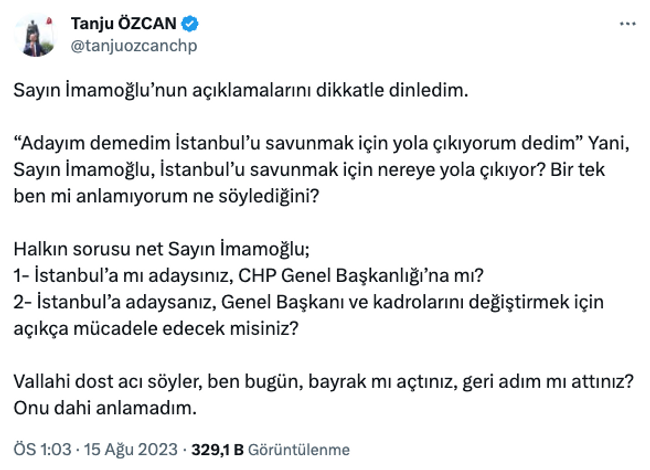 Tanju Özcan'dan Ekrem İmamoğlu'na iki soru! ‘Bir tek ben mi anlamıyorum…’ - Resim : 2