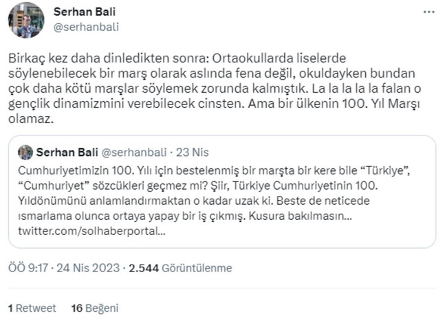 Serhan Bali'den Fazıl Say'a 100. Yıl Marşı eleştirisi: Beste ısmarlama olunca... - Resim : 1