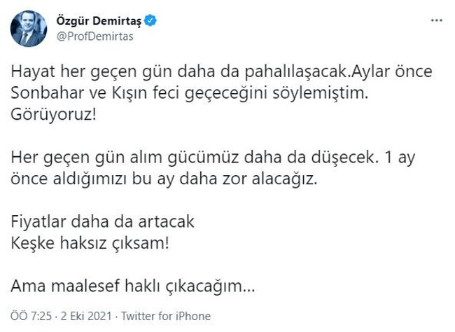 Özgür Demirtaş'tan korkutan ekonomi yorumu! "1 ay önce aldığımızı..." - Resim : 1