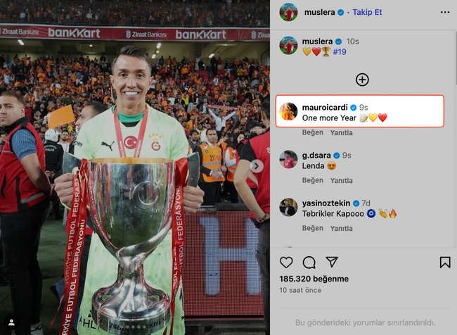 Mauro Icardi'den Fernando Muslera'ya mesaj! 'Bir yıl daha…' - Resim : 1