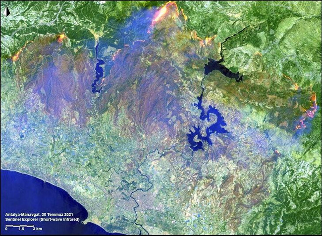 Manavgat, Marmaris ve Milas yangınlarının uydu görüntüleri geldi! Felaketi gözler önüne serdi… - Resim : 2