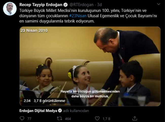 Cumhurbaşkanı Erdoğan'dan 23 Nisan paylaşımı - Resim : 1