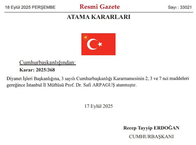 Resmi Gazete’de yayımlandı... Diyanet İşleri Başkanı değişti! İşte atanan isim - Resim : 1