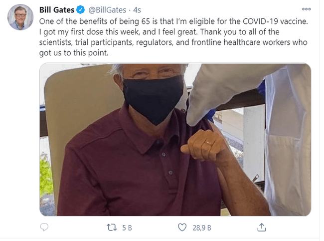 Bill Gates, koronavirüs aşısı oldu - Resim : 1