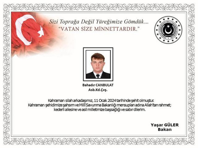 MSB acı haberi duyurdu: 1 asker şehit oldu - Resim : 1