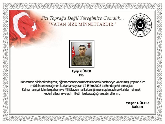 Acı haberi MSB duyurdu: 1 er şehir oldu - Resim : 1