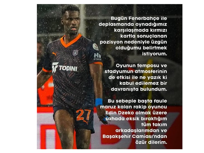 Dzeko'ya kafa atan Başakşehirli Ba, özür diledi - Resim : 1