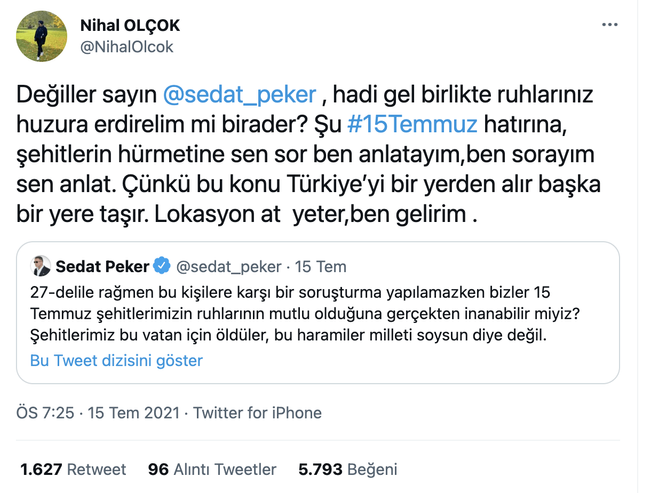 ‘Lokasyon at yeter, ben gelirim’ demişti! Sedat Peker’den Nihal Olçok’un çağrısına yanıt! - Resim : 4