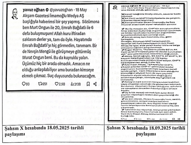 Yavuz Oğhan'ın ifadesinde sorulan 5 paylaşım: 30 sayfadan 22'si baz çıktı - Resim : 3