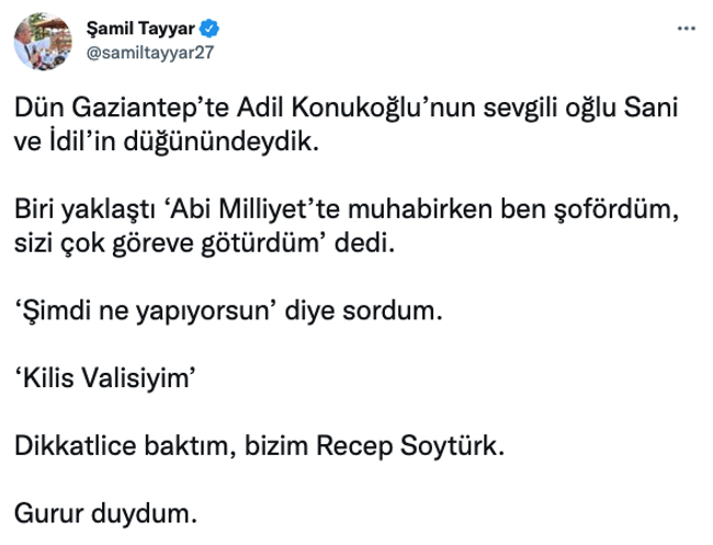 Şamil Tayyar şoförün vali olduğunu ‘gururla’ duyurdu! ‘Dikkatlice baktım…’ - Resim : 1