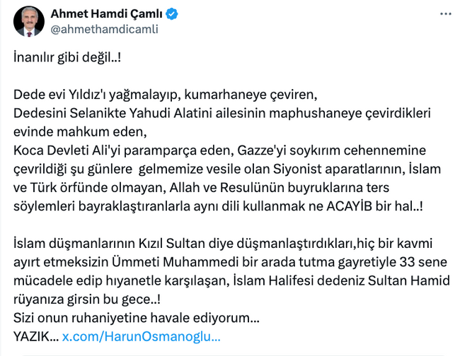 Ahmet Hamdi Çamlı ile Abdülhamid'in torunları arasında polemik! 'Biz Türk'üz, siz olmayabilirsiniz…' - Resim : 1