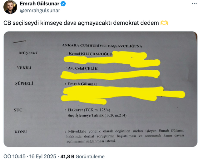 Kemal Kılıçdaroğlu'ndan Emrah Gülsunar'a dava! Dikkat çeken gönderme… - Resim : 1