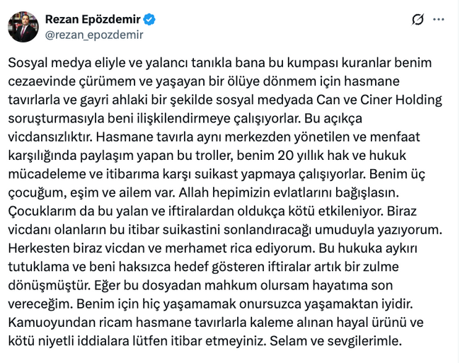Rezan Epözdemir cezaevinden isyan etti! ‘Hayatıma son vereceğim…’ - Resim : 1