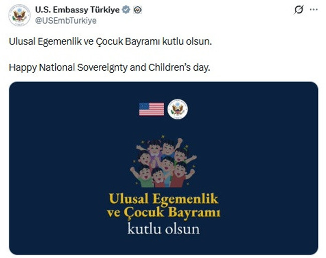 ABD Büyükelçisi Barrack'tan yine olay hareket: Atatürksüz ve Türk bayraksız 23 Nisan mesajı - Resim : 1