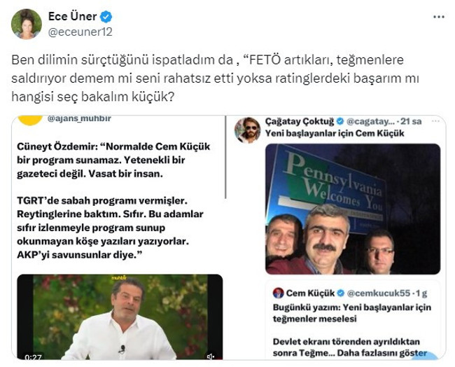 Ece Üner'den kendisine "Zır cahil sunucu" diyen Cem Küçük'e yanıt: “FETÖ artıkları..." - Resim : 2