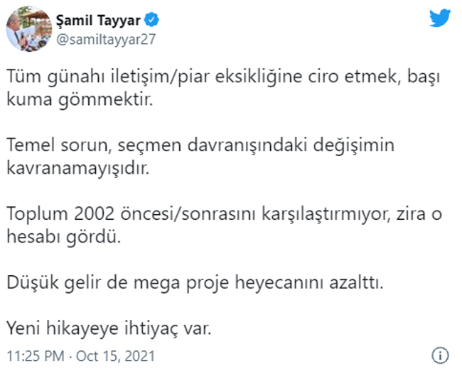 Şamil Tayyar'dan AK Parti'ye eleştiri! "Yeni hikayeye ihtiyaç var" - Resim : 1