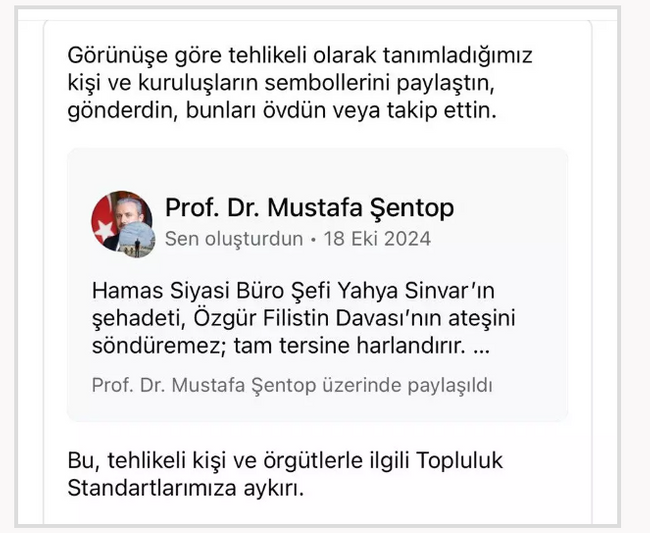 Mustafa Şentop'a META'dan skandal sansür - Resim : 1