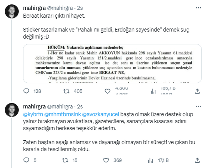 "Erdoğan sayesinde" etiketlerini tasarlayan Mahir Akkoyun hakkında karar verildi - Resim : 1