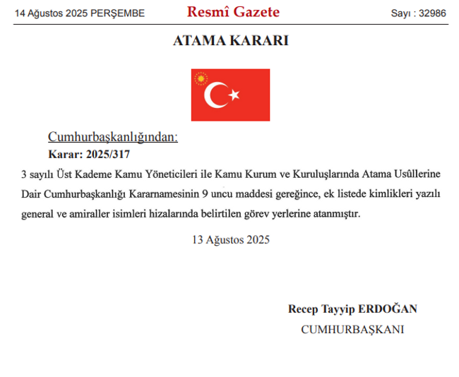 Erdoğan’dan gece yarısı üst düzey atamalar! Resmi Gazete’de yayımlandı… - Resim : 1