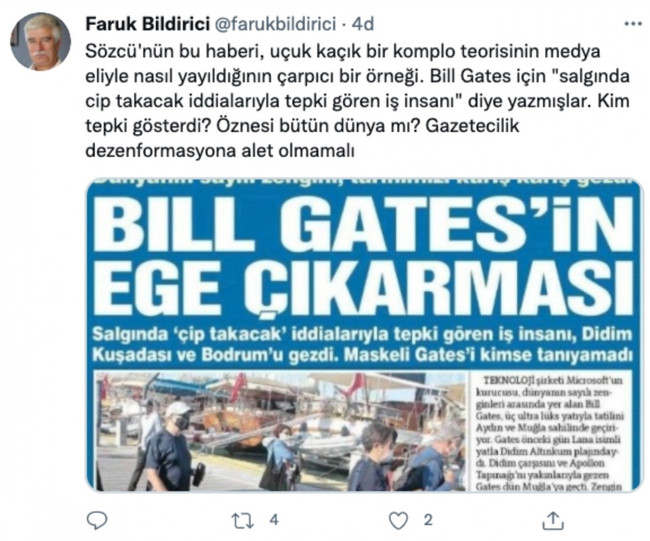 Faruk Bildirici'den Sözcü'ye Bill Gates tepkisi - Resim : 1