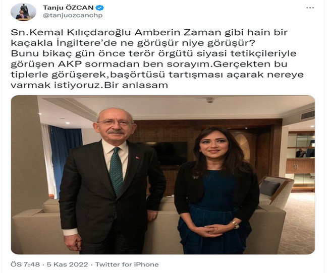 Tanju Özcan'dan Kemal Kılıçdaroğlu'na Amberin Zaman eleştirisi: "AKP sormadan ben sorayım..!" - Resim : 1
