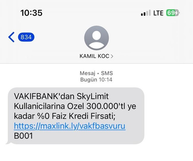 Kamil Koç hacklendi: Virüslü SMS gönderildi! Banka hesapları ele geçiriliyor… - Resim : 1