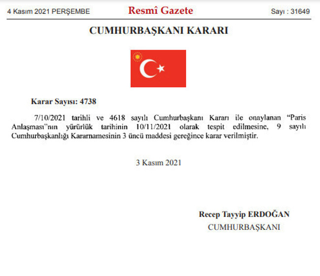 Paris Anlaşması’nın yürürlük tarihi belli oldu! Resmi Gazete’de yayımlandı... - Resim : 1