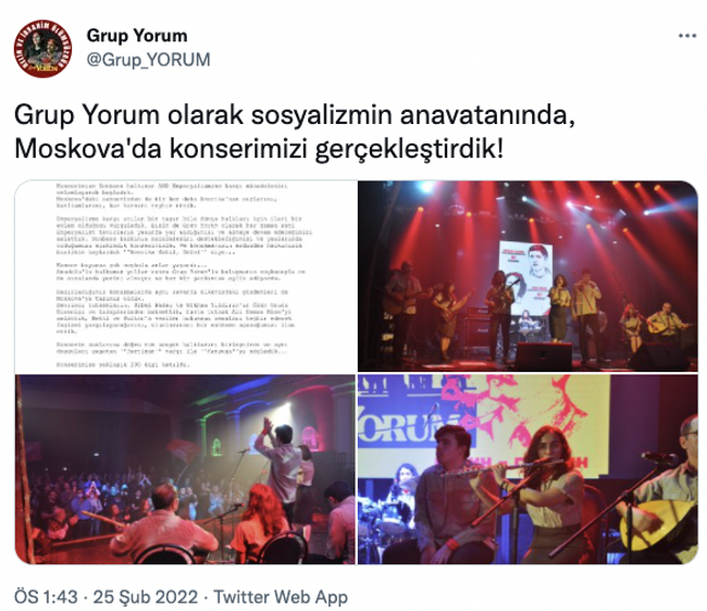 "Sosyalizmin anavatanı Moskova'da konserimizi gerçekleştirdik!" paylaşımı yapan Grup Yorum'a tepki - Resim : 1