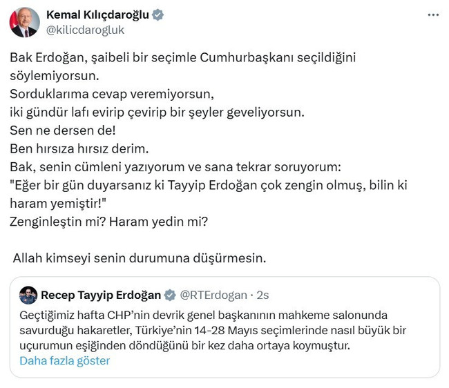 Kılıçdaroğlu'ndan Erdoğan'a yanıt: Allah kimseyi senin durumuna düşürmesin - Resim : 1