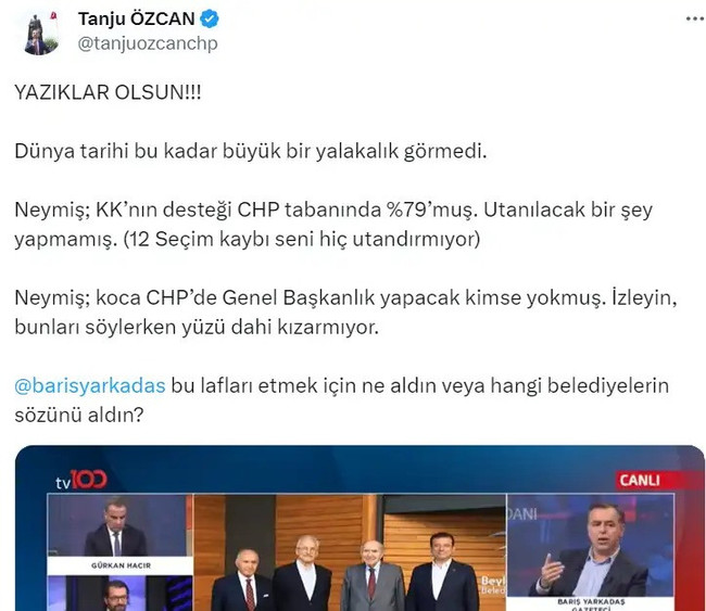 Tanju Özcan'dan CHP'li Barış Yarkadaş'a: Dünya tarihi bu kadar büyük bir yalakalık görmedi - Resim : 1