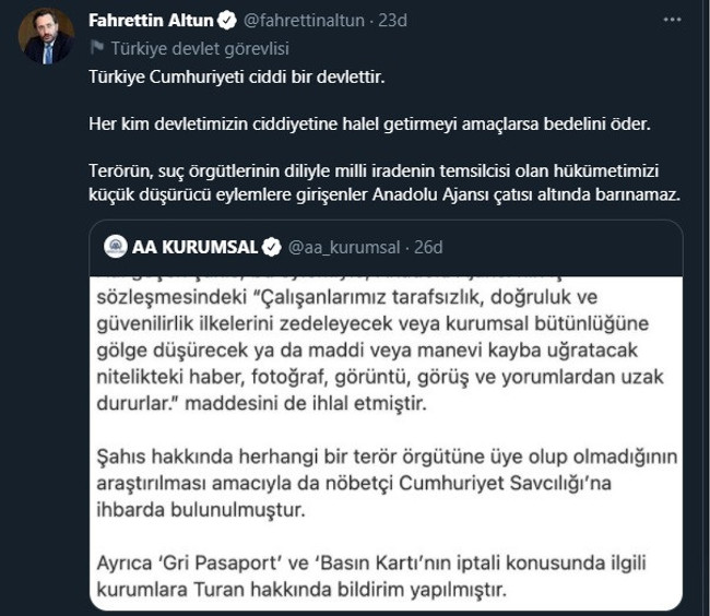 Fahrettin Altun’dan Musab Turan tepkisi! ‘Yeni bir oyun sahneleniyor, bu adice bir kumpas’ - Resim : 1