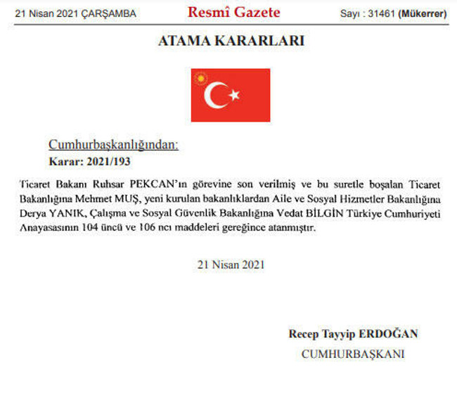 Cumhurbaşkanı Erdoğan onayladı! Kabinede iki yeni bakanlık kuruldu! - Resim : 1