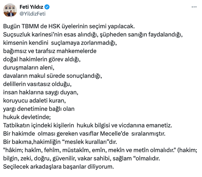 MHP'den HSK seçimi öncesi dikkati çeken mesaj! 'Suçsuzluk karinesi' ilkesi hatırlatıldı… - Resim : 1