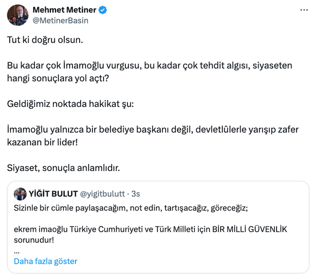 Mehmet Metiner’den Yiğit Bulut’a sert tepki! ‘Tut ki doğru olsun…’ - Resim : 1