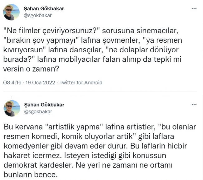 Şahan Gökbakar'dan, Fırat Tanış'ın 'tiyatro' çıkışına tepki: 'Ne yeri ne de zamanı bunların' - Resim : 4