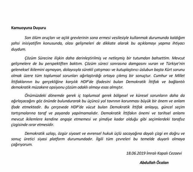 Öcalan'ın 23 Haziran çağrısına Kandil'den olay yanıt - Resim : 1