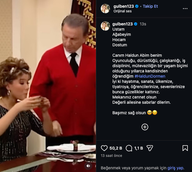 G&uuml;lben Ergen'den Haldun Dormen'e duygusal veda! &lsquo;Dadı&rsquo; dizisinden sahneyle paylaştı&hellip; - Resim : 2