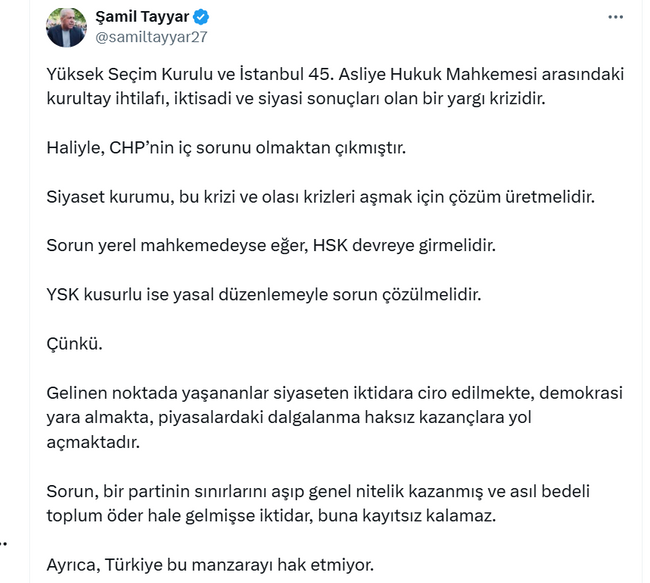 AKP'li Şamil Tayyar'dan "yargı krizi" çıkışı: 'İktidar buna kayıtsız kalamaz' - Resim : 1