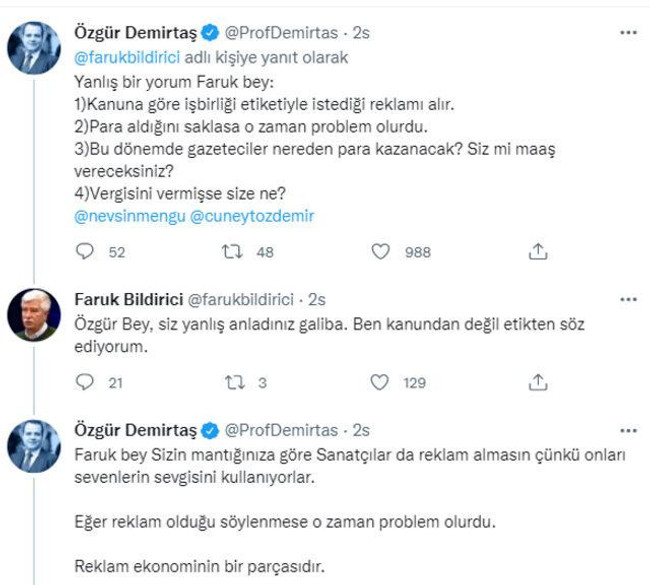 Mengü'ye 'reklam' eleştirisi yapan Faruk Bildirici'ye Cüneyt Özdemir ve Özgür Demirtaş'tan tepki! - Resim : 4