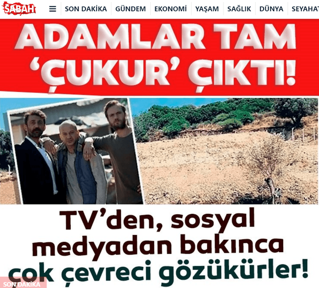 Sabah Gazetesi Çukur dizisini hedef aldı: "Adamlar tam 'Çukur' çıktı..." - Resim : 1