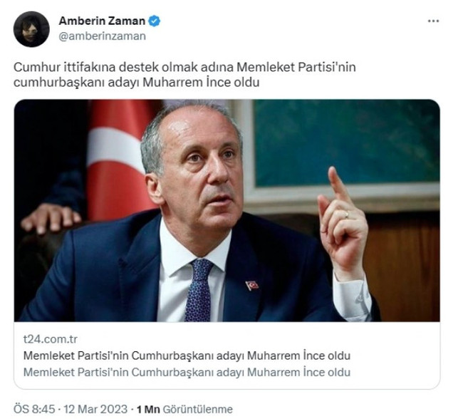 Muharrem İnce'den Amberin Zaman'a sert çıkış! "Sen Taraf'ta tetikçilik yaparken..." - Resim : 1