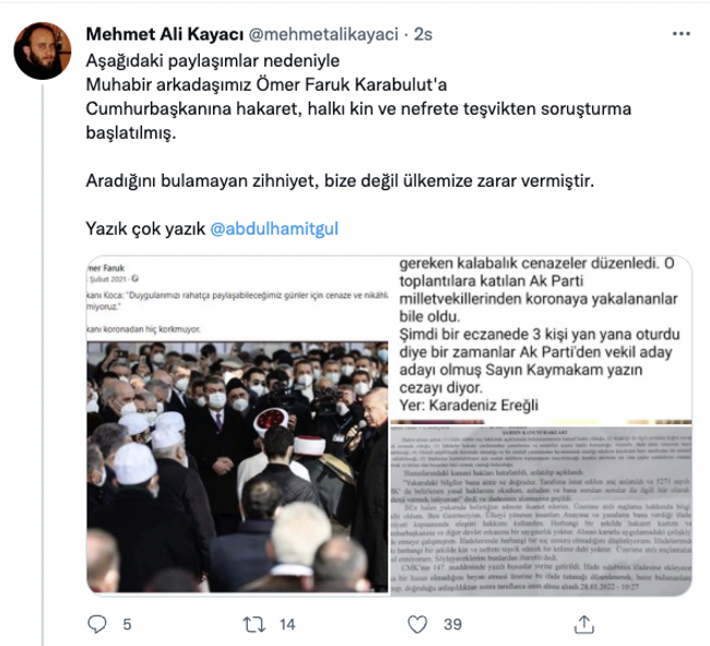 TV5 muhabiri hakkında 'Cumhurbaşkanına hakaret'ten soruşturma: O paylaşımlar gerekçe gösterildi - Resim : 2