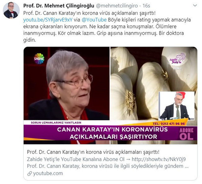 Prof. Dr. Mehmet Çilingiroğlu’ndan Canan Karatay’a hodri meydan! Eğer yüreğiniz varsa... - Resim : 1