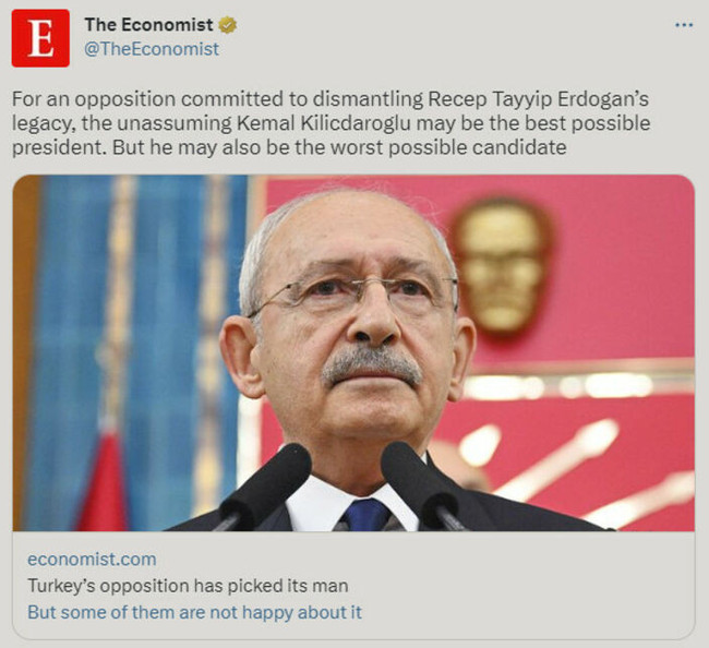 Economist: Erdoğan'ın mirasını ortadan kaldıracak en iyi aday Kılıçdaroğlu! - Resim : 1